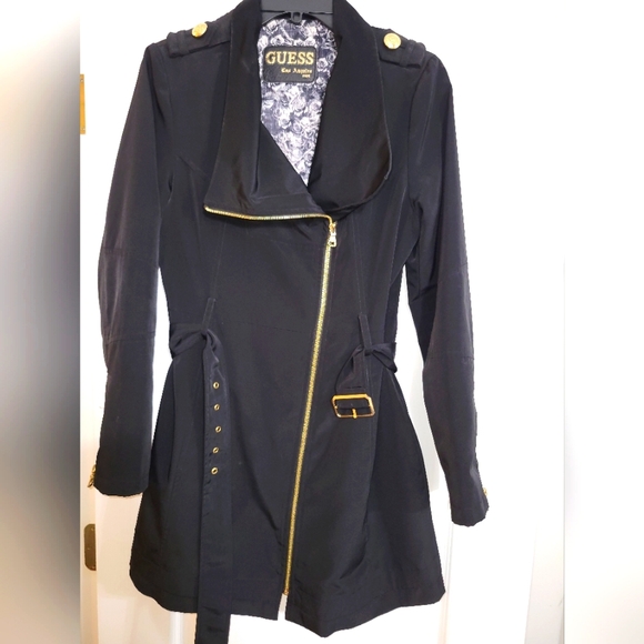 GUESS Raincoat/Jacket With Gold Accents Size Small - Picture 1 of 9